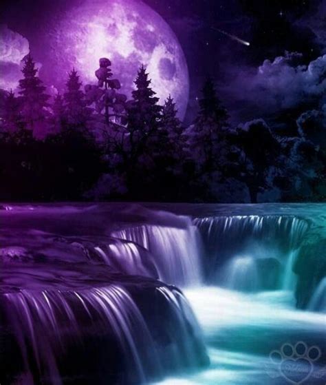 Waterfall In The Moonlight Moon Magic Pinterest