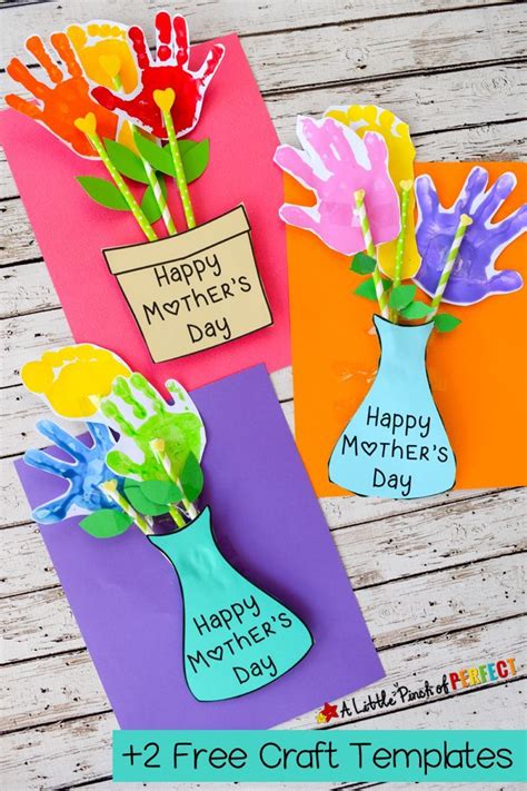 Adorable Mothers Day Handprint Flower Craft And Free Template