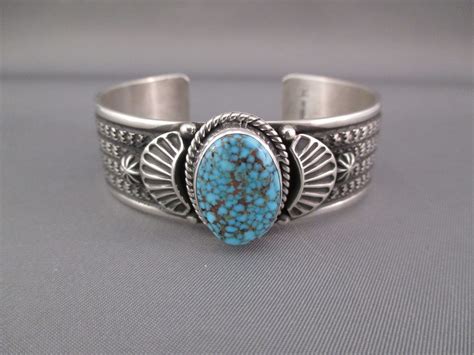 Kingman Turquoise Cuff Bracelet By Guy Hoskie Navajo Jewelry