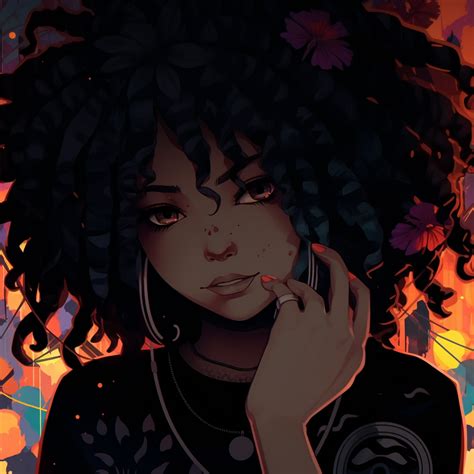 Anime Afro Girl In Sunset Animated Black Girl Pfp Image Chest