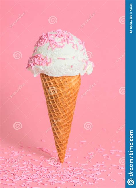 Funny Creative Concept Of Wafer Cone With Ice Cream