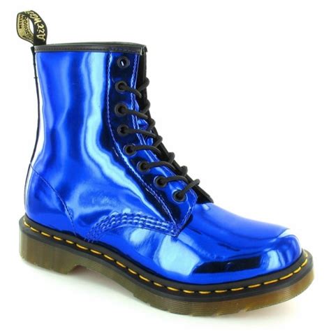 Dr Martens 1460 Womens Koram Flash Metallic Ankle Boots Electric Blue