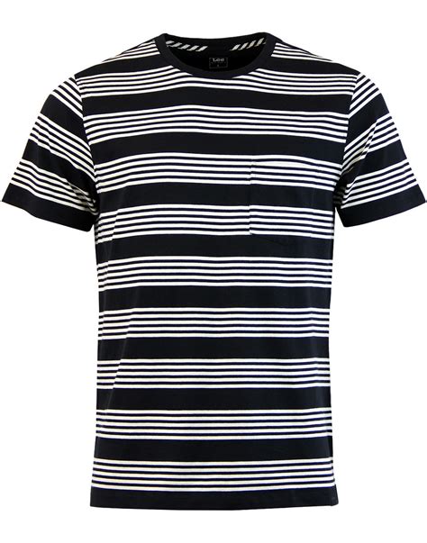lee retro indie mod block stripe pocket t shirt in black