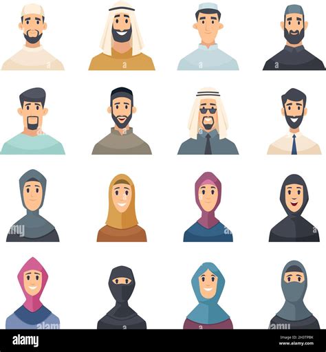 Arabic Faces Avatars Muslim Characters Portraits Of Arabic Male And