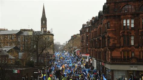 Located at the west end of scotland's central belt on the banks of the river clyde. Scottish independence supporters march through rainy ...