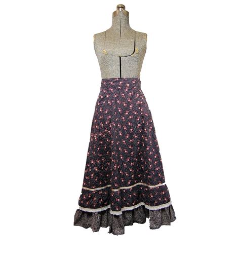Vintage 1970s Gunne Sax Skirt 70s Floral Cotton Prairie Peasant