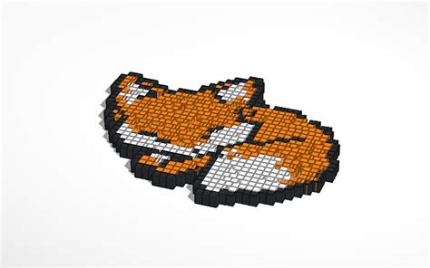 3d Design Pixel Sleeping Fox Tinkercad