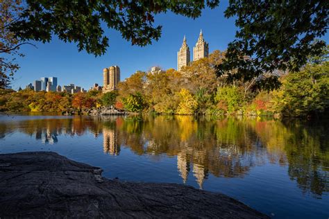 Fall In Central Park At The Lake New York City Stock Photo Image Of