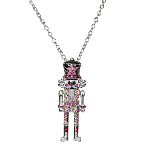Kirks Folly Pretty In Pink Nutcracker Necklace Silvertone Ebay