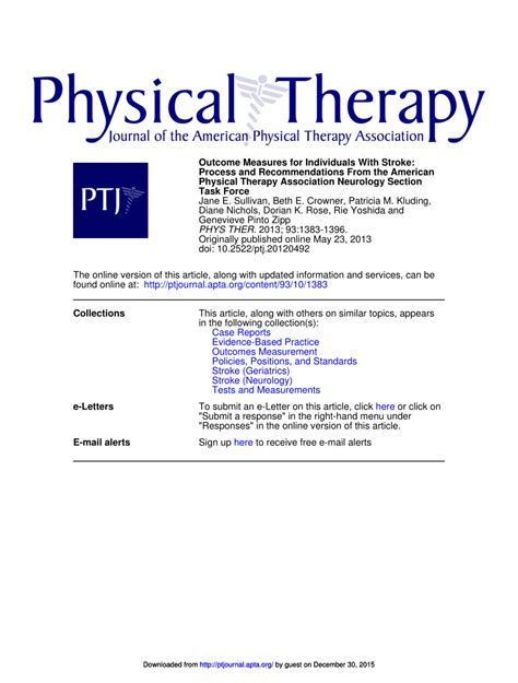 Pdf Outcome Measures For Individuals With Stroke Recommendations