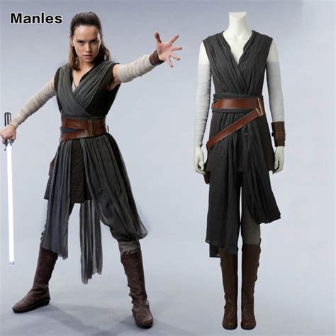 Rey Cosplay Costume Star Wars The Last Jedi Grey Adult Costumes For