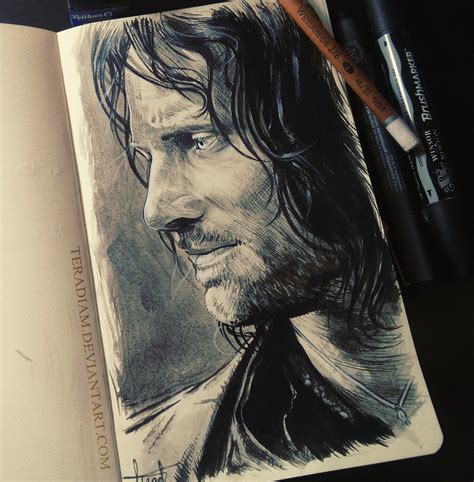 I had to end on a strong note, so i picked a badass subject and a badass style. Sketchbook - Aragorn por Teradiam - Cine | Dibujando.net ...