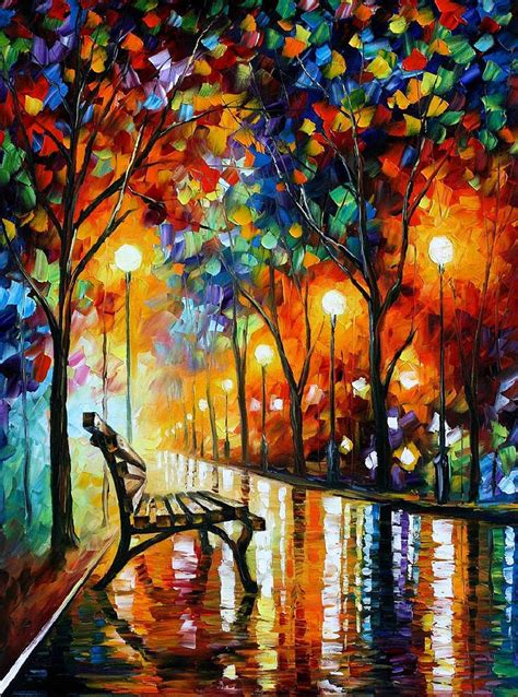 The Loneliness Of Autumn Palette Knife Landscape Park Oil Painting On