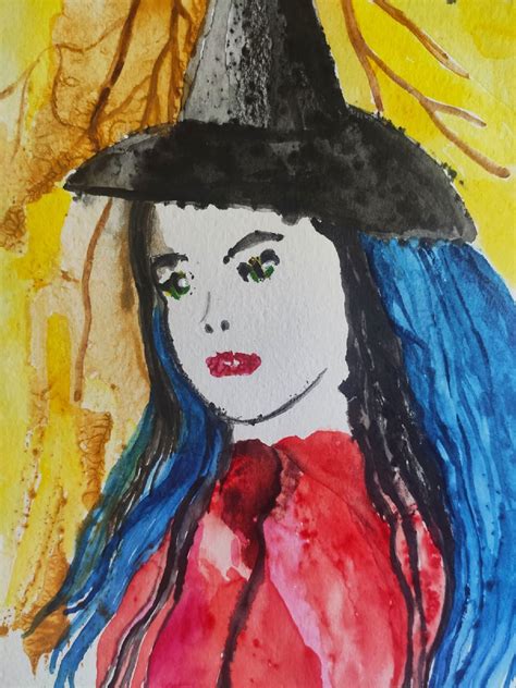 Witch Painting Fantasy Original Art Watercolor Painting Etsy