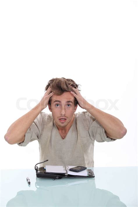 Man Pulling His Hair Out Stock Image Colourbox
