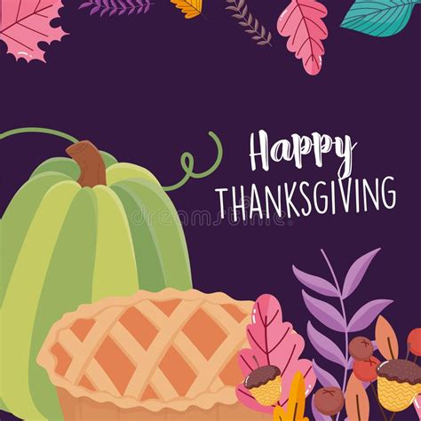 Happy Thanksgiving Day Green Pumpkin And Cake Stock Vector