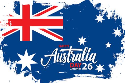 Happy Australia Day January 26 Celebrate Banner With Hand Lettering