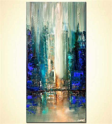 Painting For Sale City Lights Blue Abstract Painting 7555