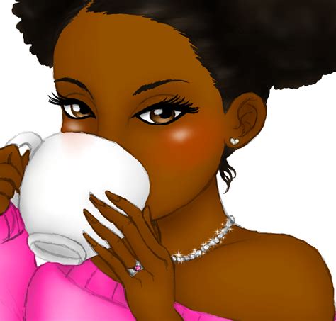 Tea Sipping Girls Black Women Clipart Natural Hair Girls Png