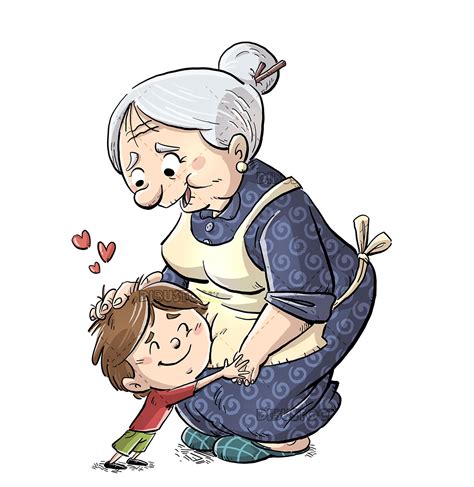 Niño Abrazando A Su Abuela Dibustock Dibujos E Ilustraciones