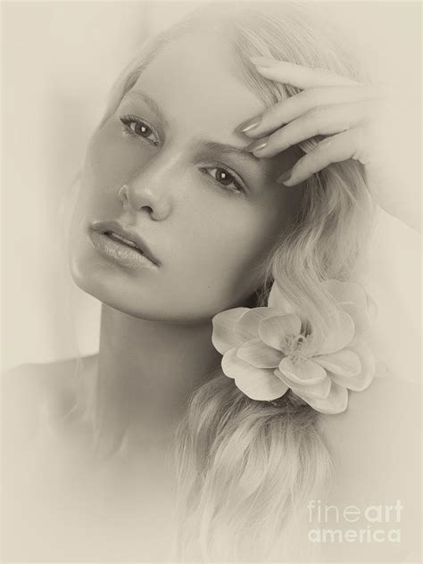 Vintage Portrait Of A Beautiful Young Woman Photograph By Oleksiy