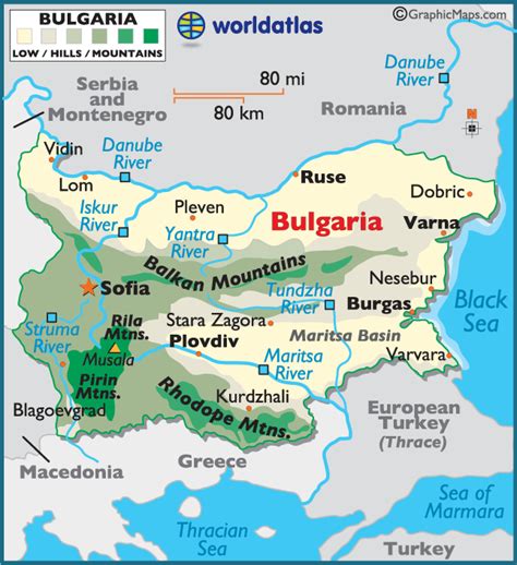 Bulgaria Large Color Map Scenic Photography Night Photography