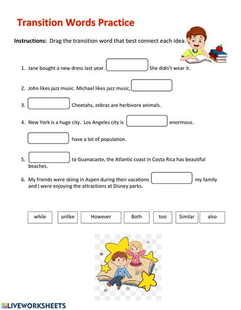 Transition Words Worksheet In Transition Words Transition Words
