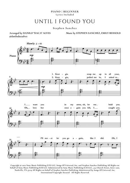 Until I Found You By Emily Beihold And Stephen Sanchez Digital Sheet Music For Score