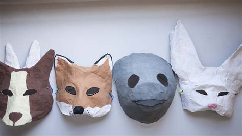 Diy Paper Mache Animal Masks Paper Mache Animals Diy Halloween Masks
