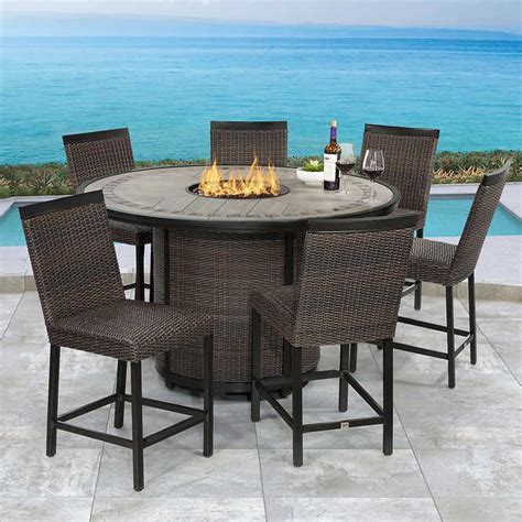 Agio Conway 7 Piece Fire High Dining Set In 2022 Fire Table Patio