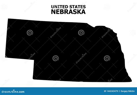 Vector Flat Map Of Nebraska State With Caption Stock Vector