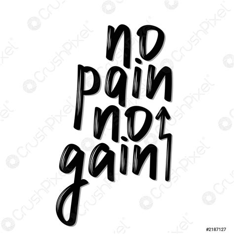 No Pain No Gain Fitness Motivational Quote Handwritten Vector Poster