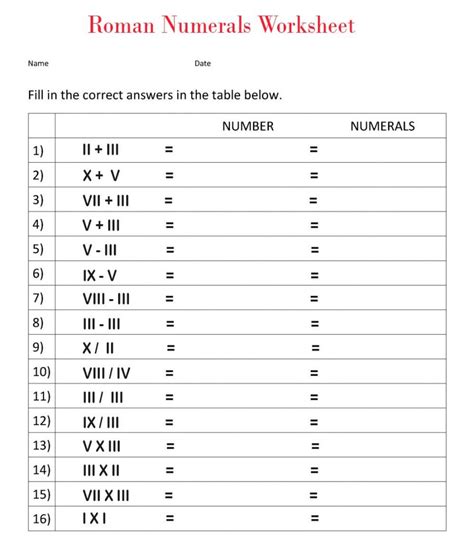 Free Printable Roman Numerals 1 100 Chart Template Roman Numbers 1