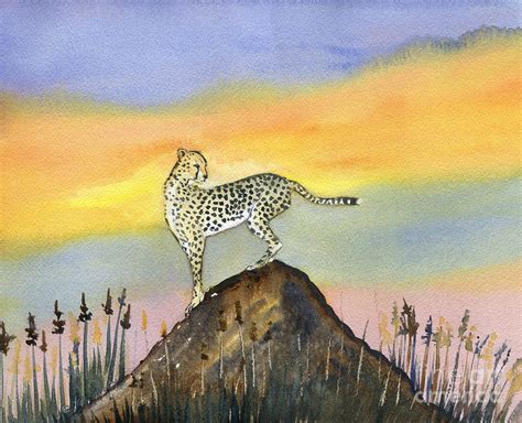 Cheetah In Sunset Painting By Melly Terpening Fine Art America