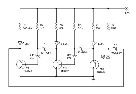 Skema Rangkaian Running Led Sederhana 3 Transistor