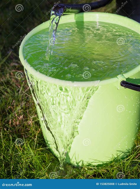 Bucket Full Of Water Stock Photo Image Of Flow Object 153825008