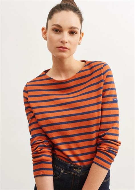 Women S Authentic Breton Striped Top Long Sleeve With Scoop Collar