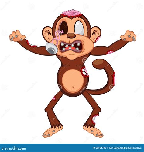 Zombie Monkey Cartoon Stock Vector Illustration Of Brown 58954725
