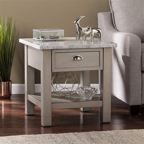 Harper Blvd Yardley Faux Marble Square End Table Gray Marble Square