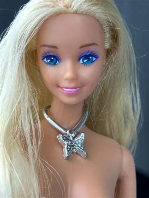 Vintage Nude Barbie Doll Long Golden Blonde Big Blue Eyes Mattel