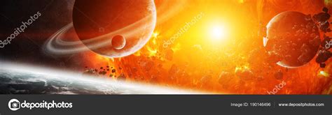 Exploding Sun In Space Close To Planet 3d Rendering Elements Of Stock