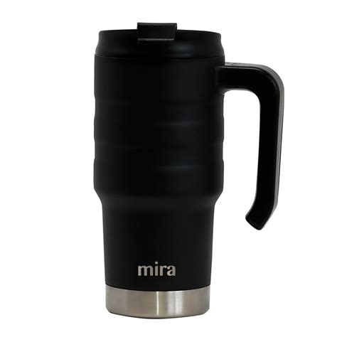 Mira Stainless Steel Insulated Travel Car Mug Spill Proof Flip Lid And Easy To Hold Handle