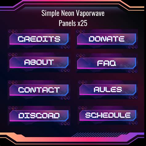 Simple Neon Vaporwave Twitch Panels 25 Etsy