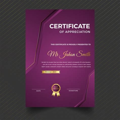Vertical Modern Certificate Template With Futuristic And Dynamic
