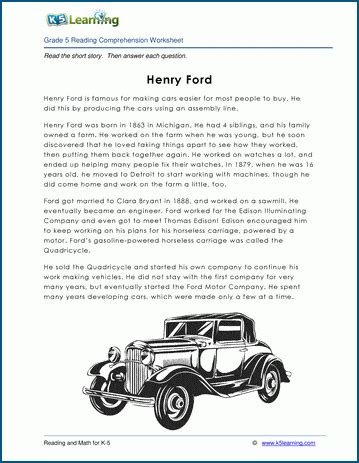 Henry Ford - Grade 5 Children's Story | K5 Learning