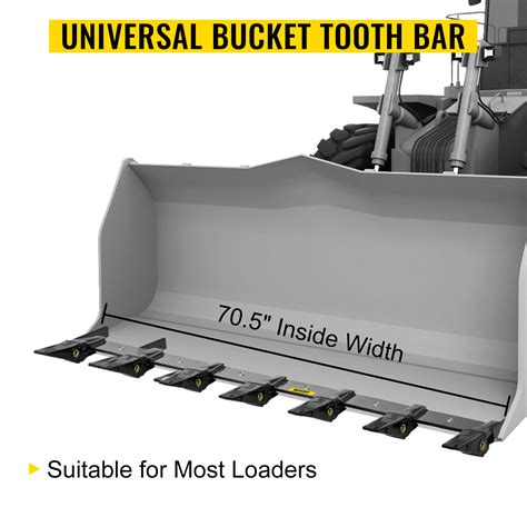 VEVOR Bucket Tooth Bar 72 Inside Bucket Width Tractor Bucket Teeth 9