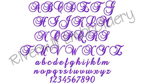 1 12 Brock Script Machine Embroidery Font Monogram Alphabet Etsy
