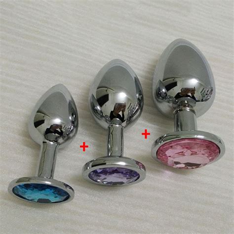 3 sizes small medium big stainless steel anal plug set consoladores anales metal jeweled butt