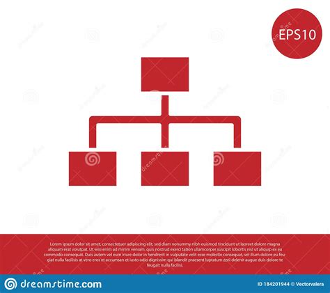 Red Business Hierarchy Organogram Chart Infographics Icon Isolated On