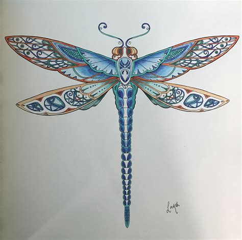 Johannabasford Enchantedforest Dragonfly Adultcoloring